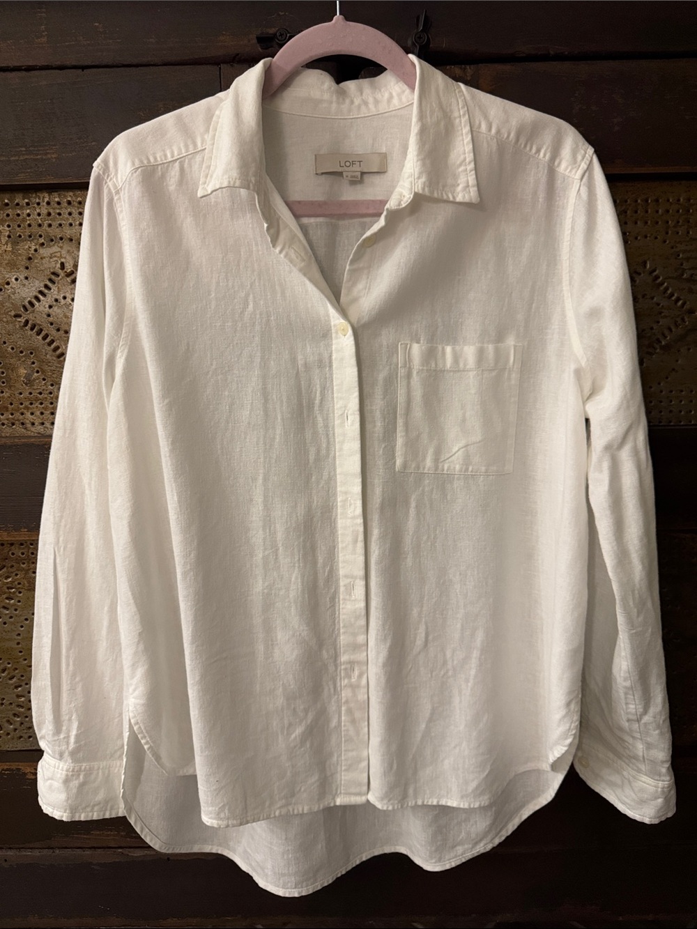 LOFT White Casual Button-Down Shirt